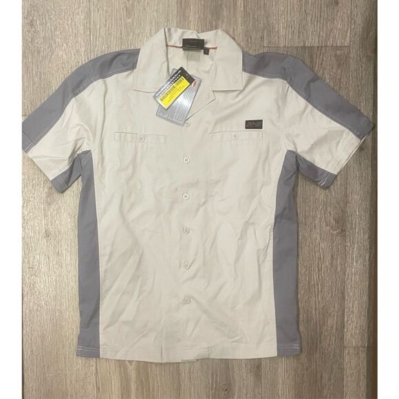 Harley-Davidson Men’s Cream Button Up Short Sleeve Small New - Picture 1 of 6